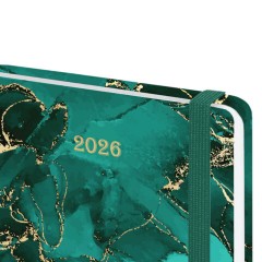 Ежедневник датированный 2026 с резинкой 145х203 мм, А5, BRAUBERG, твердый, фольга, "Мрамор", 117340 - фото 4