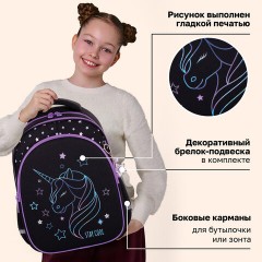 Рюкзак BRAUBERG OPTIMA, 2 отделения, с брелоком, "Сияющий единорог", 36х27х18 см, 273157 - фото 11