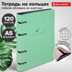 Тетрадь на кольцах А5 160х212 мм, 120 листов, картон, фольга, клетка, BRAUBERG, "Pastel", 404734 - фото 11