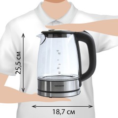 Чайник SONNEN KT-1788, 1,7 л, 2200 Вт, закрытый нагревательный элемент, стекло, черный, подсветка, 454349 Чайник SONNEN KT-1788, 1,7 л, 2200 Вт, закрытый нагревательный элемент, стекло, черный, подсветка, 454349 - фото 17