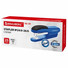 Степлер №24/6, 26/6 BRAUBERG "SX-39", до 25 листов, синий, 228591 - фото 2