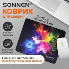 Коврик для мыши SONNEN "EXPLOSIVE", резина + ткань, 220х180х3 мм, 513291 - фото 7