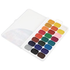 Краски акварельные BRAUBERG KIDS NEW, медовые, 24 цвета, квадратные кюветы, пластиковый пенал с европодвесом, 192797 - фото 3