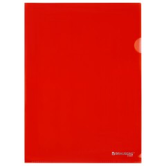 Папка-уголок прозрачная А4 BRAUBERG UNIVERSAL, красная, 0,10 мм, со штрихкодом, 273047 - фото 2