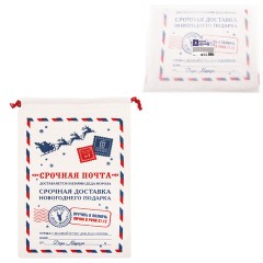 Подарочный мешок Деда Мороза (1 шт.), новогодний, 40х60 см, полиэстер, хлопок, ЗОЛОТАЯ СКАЗКА, 592538