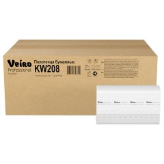 Полотенца бумажные 150 шт., VEIRO (Система H2) COMFORT, 2-слойные, белые, КОМПЛЕКТ 21 пачка, 32х21,6, W-сложение, KW208 - фото 5