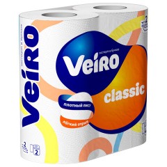 Бумага туалетная бытовая, спайка 4 шт., 2-слойная (4х15 м), VEIRO Classic (Вейро), белая, 5с24 - фото 3