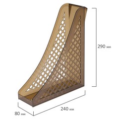 Лоток вертикальный для бумаг BRAUBERG ECO, 240х80х290 мм, сетчатый, дымчатый, 239015 - фото 7