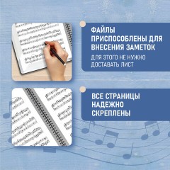 Папка-тетрадь для нот А4, 20 вкладышей на 40 страниц, на гребне, пластик, ЧЕРНАЯ, BRAUBERG, 404643 - фото 7