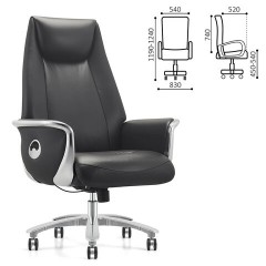 Кресло HAWASAN (ХАВАСАН) PREMIUM EX-800, до 200 кг, синхромеханизм, алюминий, экокожа, черное, 533234 - фото 2