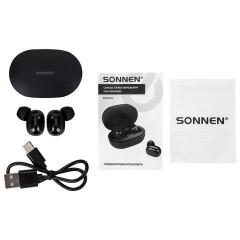 Наушники беспроводные TWS внутриканальные с микрофоном, SONNEN EP-BH25B, Bluetooth 5.3, черные, 514125 - фото 15