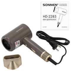 Фен для волос SONNEN HD-2285, 2200 Вт, турмалиновая ионизация, 3 режима, холодный обдув, 454697 - фото 8