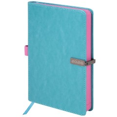 Ежедневник датированный 2026 А5 138x213 мм, BRAUBERG "Inspiration", под кожу, цветной срез, бирюза, 117476