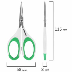 Ножницы BRAUBERG "MAXI" КОМПЛЕКТ 4 шт.: 115, 145, 205 мм + сниппер (для ниток), бело-зеленые ручки, 272982 Ножницы BRAUBERG "MAXI" КОМПЛЕКТ 4 шт.: 115, 145, 205 мм + сниппер (для ниток), бело-зеленые ручки, 272982 - фото 10