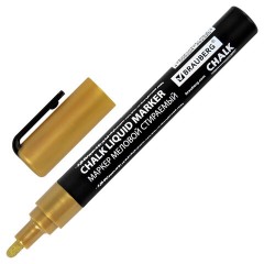 Маркер меловой CHALK LIQUID MARKER, ЗОЛОТИСТЫЙ, 3 мм, стираемый, BRAUBERG "CHALK", 152594 - фото 2