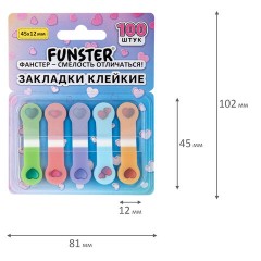 Закладки клейкие Z-сложения FUNSTER (ФАНСТЕР) "Сердечки", 45х12 мм, 100 шт. (5 цветов х 20 листов), в диспенсере, 116704 - фото 8