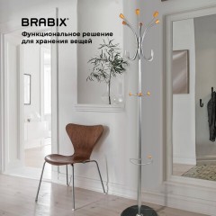 Вешалка-стойка BRABIX "CR-8121" на мраморном диске, металл, 6+4 крючка, цвет серебристый, 606437 - фото 12