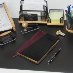 Ежедневник датированный 2026, А5, 138x213 мм, BRAUBERG "Cayman", под кожу, бордовый/черный, 117046 - фото 13