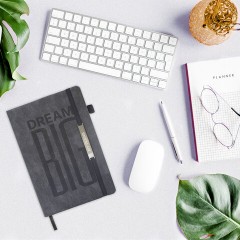 Ежедневник недатированный А5 138х213 мм BRAUBERG "BeStyle", под кожу, резинка, держатель, 160 л., графитовый, 116215 - фото 6