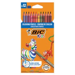 Карандаши цветные BIC "Evolution Stripes", 12 цветов, шестигранные, грифель 9505221 - фото 12