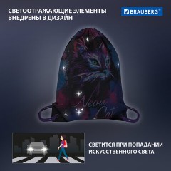 Мешок для обуви BRAUBERG PREMIUM, карман, подкладка, светоотражайка, 43х33 см, "Neon cat", 271621 Мешок для обуви BRAUBERG PREMIUM, карман, подкладка, светоотражайка, 43х33 см, "Neon cat", 271621 - фото 11