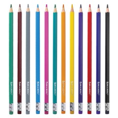 Карандаши цветные стираемые с ластиком BRAUBERG, 12 цветов, шестигранные, 182070 - фото 4