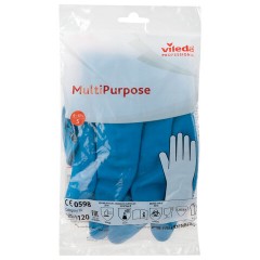 Перчатки VILEDA PROFESSIONAL многоцелевые латексные, МНОГОРАЗОВЫЕ, х/б напыление, ПРОЧНЫЕ, S (малый), синий, 174350 - фото 15