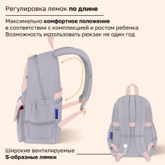 Рюкзак BRAUBERG PASTEL с термонашивками в комплекте, "Милые лапки", серый, 40х29х14 см, 272064 - фото 13