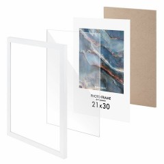 Рамка 21х30 см небьющаяся, КОМПЛЕКТ 4 шт., багет 16 мм, МДФ, BRAUBERG "Basic", белая, 391258 - фото 7