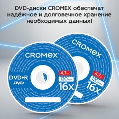 Диски DVD+R (плюс) CROMEX, 4,7 Gb, 16x, Cake Box (упаковка на шпиле), КОМПЛЕКТ 50 шт., 513775 Диски DVD+R (плюс) CROMEX, 4,7 Gb, 16x, Cake Box (упаковка на шпиле), КОМПЛЕКТ 50 шт., 513775 - фото 5
