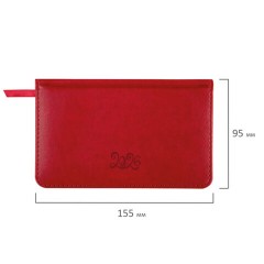 Еженедельник датированный 2026, МАЛЫЙ ФОРМАТ 95х155 мм, А6, BRAUBERG "Rainbow", под кожу, красный, 117190 - фото 2