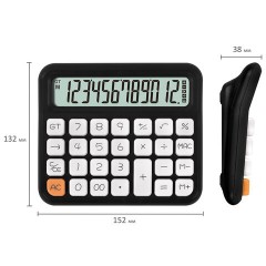 Калькулятор настольный BRAUBERG KW-1000-BK (152x132 мм), 3D-кнопки, 12 разрядов, черный, 272956 - фото 6