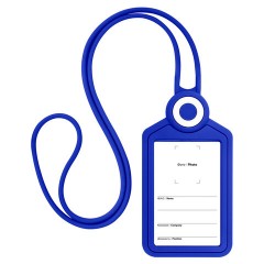 Бейдж вертикальный для пропуска и ID-карт, СИЛИКОНОВЫЙ, 85х54 мм, шнурок 42 см, синий, BRAUBERG, 238902 - фото 2