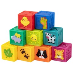 Тактильные кубики, сенсорные игрушки развивающие, ЭКО, 9 штук, BAMBOX BABY (БАМБОКС БЭБИ), 665908 - фото 2
