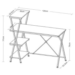 Стол на металлокаркасе BRABIX "LOFT CD-004", 1200х535х1110 мм, 3 полки, цвет дуб натуральный, 641220 - фото 4