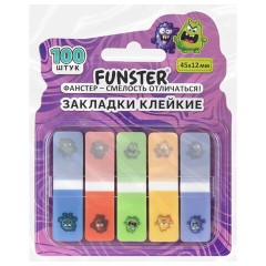 Закладки клейкие Z-сложения FUNSTER (ФАНСТЕР) "Монстрики", 45х12 мм, 100 шт. (5 цветов х 20 листов), в диспенсере, 116701 - фото 6