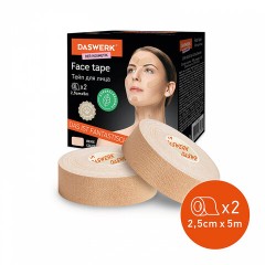 Кинезио тейп/лента для лица, лифтинг эффект, 2,5 см х 5 м, КОМПЛЕКТ, 2 рулона, бежевый, DASWERK, 680012 Кинезио тейп/лента для лица, лифтинг эффект, 2,5 см х 5 м, КОМПЛЕКТ, 2 рулона, бежевый, DASWERK, 680012 - фото 3