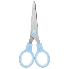 Ножницы BRAUBERG KIDS 130 мм, ручки небесно-голубые, закругленные лезвия с линейкой, 274060 - фото 2