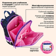 Ранец BRAUBERG PREMIUM, 2 отделения, с брелоком, "Блестящие бабочки", блестки, 38х29х16 см, 274393 - фото 20