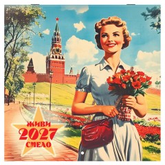 Календарь настенный перекидной 2027 г., BRAUBERG, 12 листов, 28,5х57 см, "Советские плакаты", 118423 - фото 2