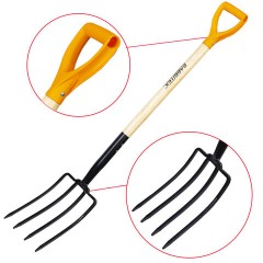 Вилы копальные стальные 19х28 см, ОБЩАЯ ДЛИНА 115 см, деревянный черенок, V-ручка, RABBITEX (РАББИТЕКС) "STANDARD", 700492 - фото 4