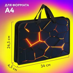 Папка на молнии с ручками ЮНЛАНДИЯ А4, 1 отделение, пластик, ширина 45 мм, "Volcano split", 273358 - фото 10