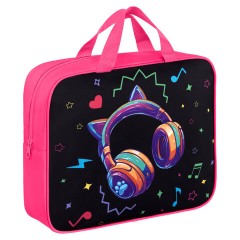 Папка на молнии с ручками BRAUBERG А4, 1 отделение, полиэстер, 80 мм, "Headphones", 273302
