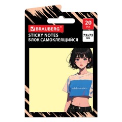 Блок самоклеящийся (стикеры) BRAUBERG ANIME, 73х73 мм, 20 листов, 116709