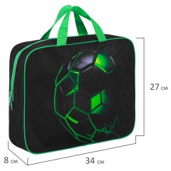 Папка на молнии с ручками BRAUBERG KIDS А4, 1 отделение, полиэстер, 80 мм, "Green ball", 272123 - фото 8