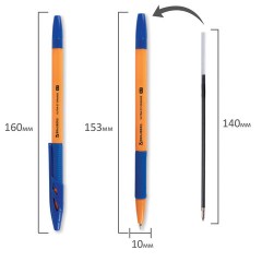 Ручки шариковые с грипом BRAUBERG "ULTRA GT ORANGE", НАБОР 8 ШТУК, СИНИЕ, корпус оранжевый, узел 0,7 мм, линия 0,35 мм, 144530 - фото 8
