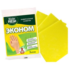 Салфетки ВИСКОЗНЫЕ универсальные, 35х30 см, ЭКОНОМ КОМПЛЕКТ 3 шт., 80 г/м2, желтые, MASTER FRESH - фото 2
