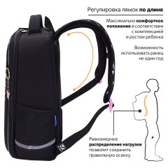 Ранец BRAUBERG LIGHT, 1 отделение, с брелоком, "Shining heart", фольгированная печать, 36х26х13 см, 272029 - фото 13