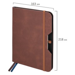 Ежедневник датированный 2026, А5, 151х213 мм, BRAUBERG "Note", под кожу, держатель для ручки, коричневый, 117515 - фото 2