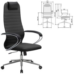 Кресло офисное МЕТТА "SU-B-10" хром, ткань-сетка, сиденье и спинка мягкие, черное - фото 2